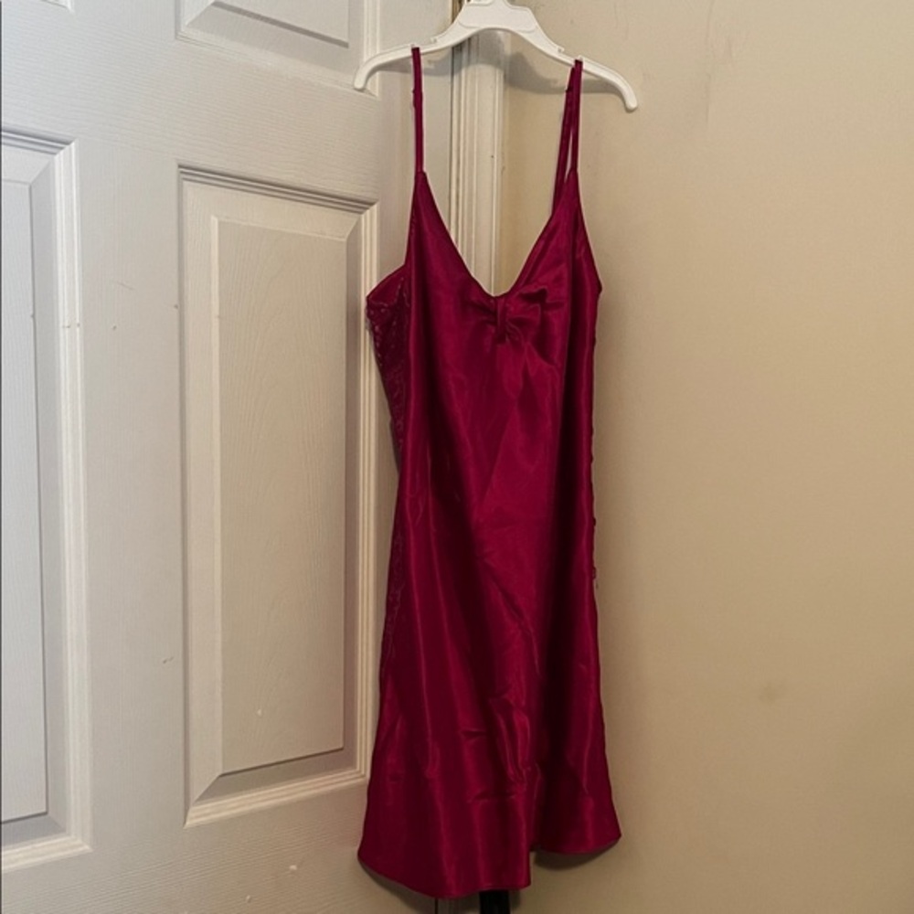 Morgan Taylor Fuchsia Sexy Lace sided Satin Chemise